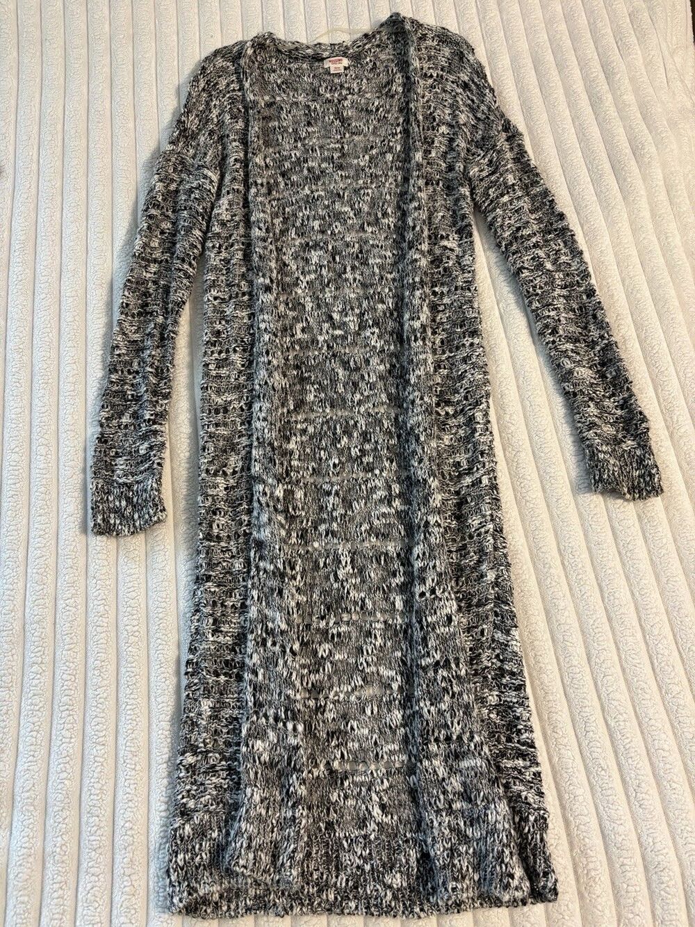 Vintage Y2K Mossimo Crochet Open Front Cardigan Long Sweater Duster Women medium